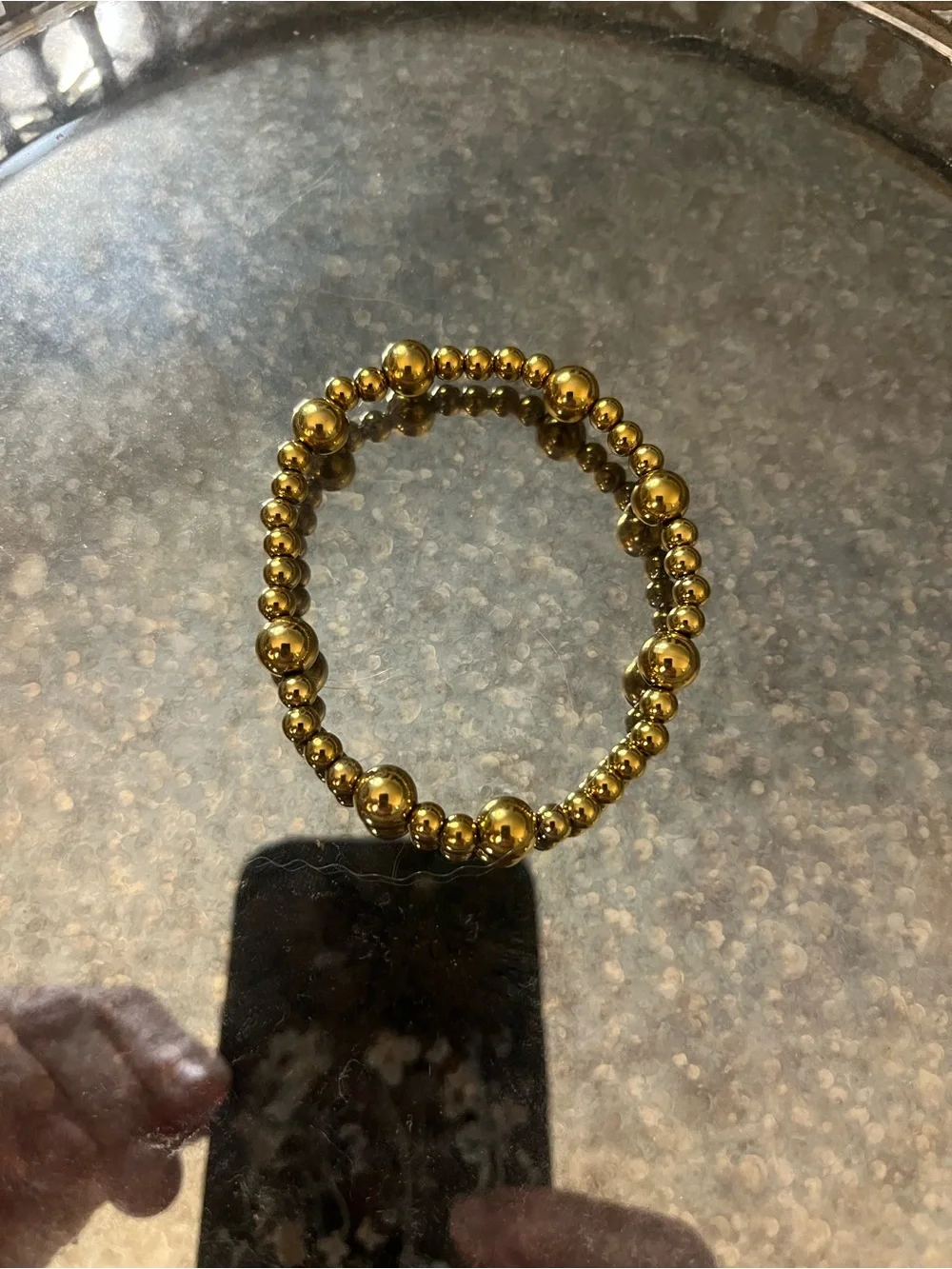 Gold Filled Beaded Stretch Bracelet Set - Women's Jewelry